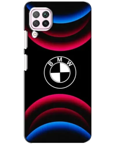 Чехол для Huawei P40 Lite с картинкой «Логотип BMW и неоновые дуги»
