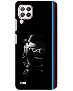 Чехол для Huawei P40 Lite с картинкой «Силуэт BMW в темноте»