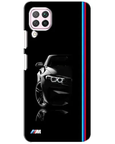 Чехол для Huawei P40 Lite с картинкой «Силуэт BMW в темноте»