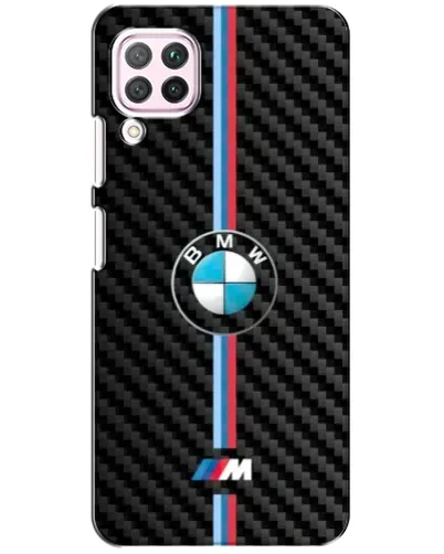 Чехол для Huawei P40 Lite с картинкой «Эмблема BMW и карбон»