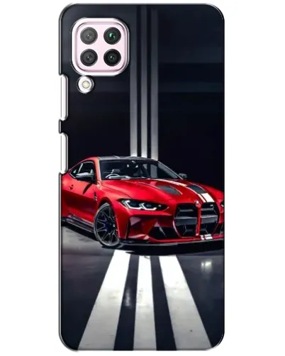 Чехол для Huawei P40 Lite с картинкой «Красная BMW на дороге»