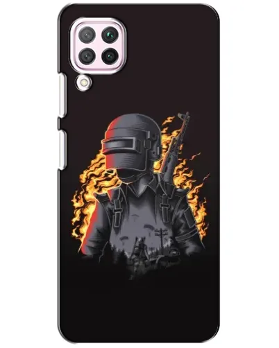 Чехол для Huawei P40 Lite с картинкой «PUBG — огненный силуэт»