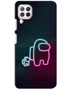 Чехол для Huawei P40 Lite с картинкой «Among Us неон-арт»