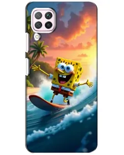 Чехол для Huawei P40 Lite с картинкой «Губка Боб серфингист»