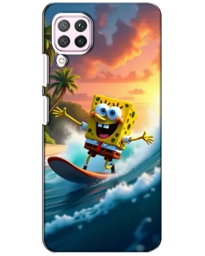 Чехол для Huawei P40 Lite с картинкой «Губка Боб серфингист»