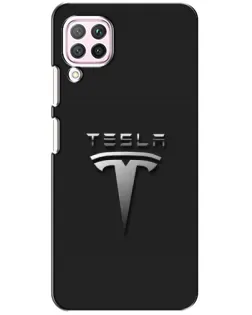 Чехол для Huawei P40 Lite с картинкой «Стальной логотип Tesla»