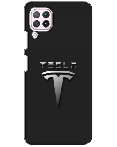 Чехол для Huawei P40 Lite с картинкой «Стальной логотип Tesla»