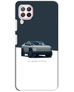 Чехол для Huawei P40 Lite с картинкой «Серебристый Cybertruck Tesla»