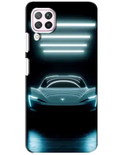 Чехол для Huawei P40 Lite с картинкой «Tesla в неоне»