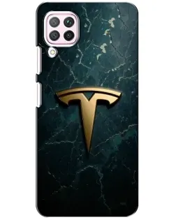 Чехол для Huawei P40 Lite с картинкой «Мраморная Tesla Gold»