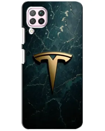 Чехол для Huawei P40 Lite с картинкой «Мраморная Tesla Gold»