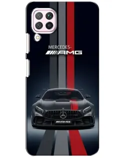 Чехол для Huawei P40 Lite с картинкой «Mercedes — белый карбон»
