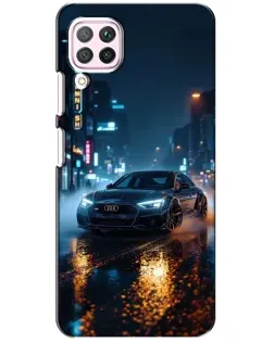 Чехол для Huawei P40 Lite с картинкой «Ночной город и Audi»