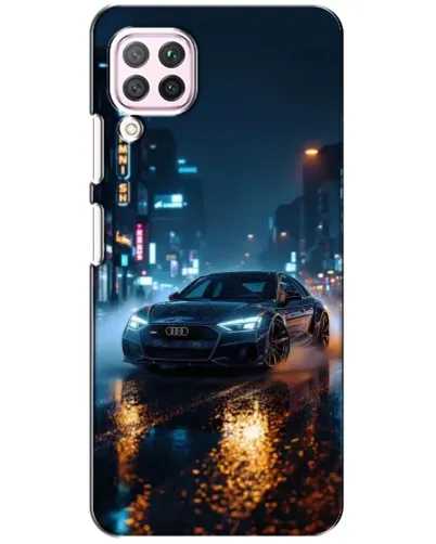 Чехол для Huawei P40 Lite с картинкой «Ночной город и Audi» Чехол для Huawei P40 Lite с картинкой «Ночной город и Audi»