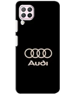 Чехол для Huawei P40 Lite с картинкой «Audi — золотой логотип»
