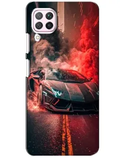 Чехол для Huawei P40 Lite с картинкой «Lamborghini красный дым»