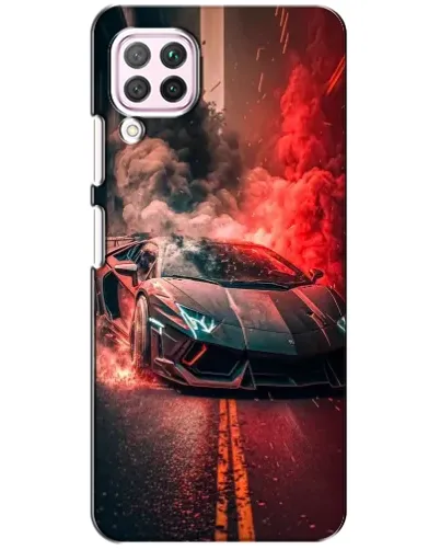 Чехол для Huawei P40 Lite с картинкой «Lamborghini красный дым»