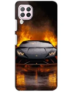 Чехол для Huawei P40 Lite с картинкой «Lamborghini в огне»