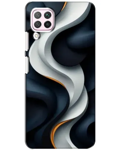 Чехол для Huawei P40 Lite с картинкой «Объемные черно-белые ленты»