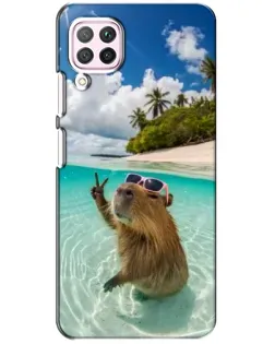 Чехол для Huawei P40 Lite с картинкой «Капибара на море»
