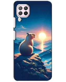 Чехол для Huawei P40 Lite с картинкой «Закат солнца с капибарой»