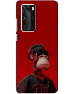 Чехол для Huawei P40 Pro с картинкой «Bored Ape в красном»