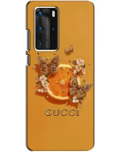 Чехол для Huawei P40 Pro с картинкой «Gucci — золотые бабочки»