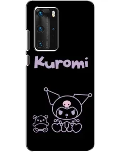 Чехол для Huawei P40 Pro с картинкой «Kuromi — черный минимализм»