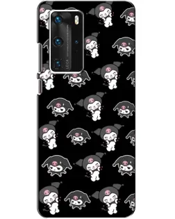 Чехол для Huawei P40 Pro с картинкой «Черный паттерн Kuromi»