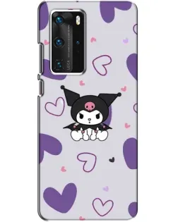 Чехол для Huawei P40 Pro с картинкой «Kuromi и лавандовые сердца»