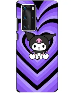 Чехол для Huawei P40 Pro с картинкой «Kuromi и фиолетовые сердца»