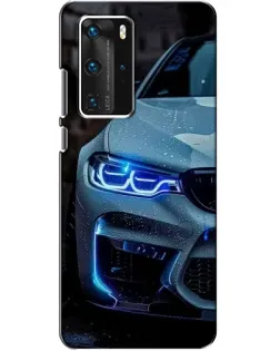 Чехол для Huawei P40 Pro с картинкой «Взгляд BMW с синими фарами»