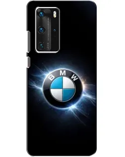 Чехол для Huawei P40 Pro с картинкой «BMW — неоновое сияние»