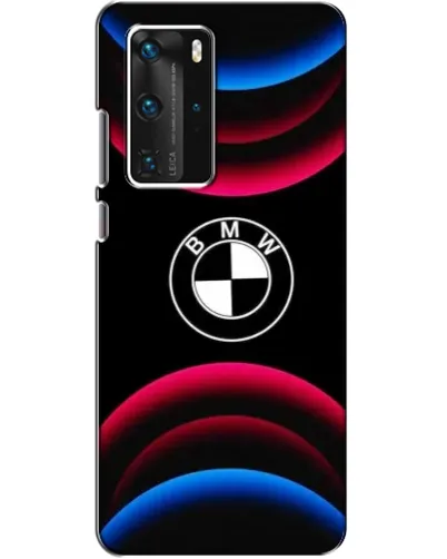 Чехол для Huawei P40 Pro с картинкой «Логотип BMW и неоновые дуги»