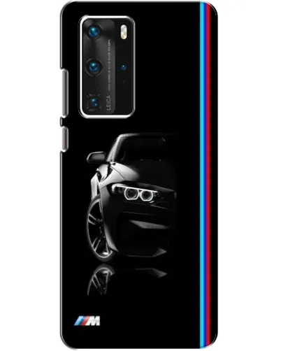 Чехол для Huawei P40 Pro с картинкой «Силуэт BMW в темноте»