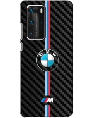 Чехол для Huawei P40 Pro с картинкой «Эмблема BMW и карбон»