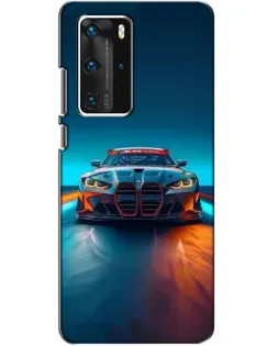 Чехол для Huawei P40 Pro с картинкой «BMW — огни неона»