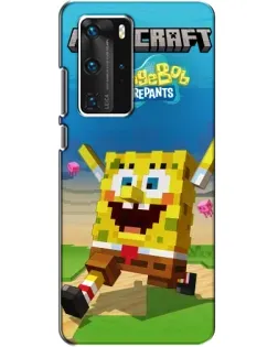 Чохол для Huawei P40 Pro з картинкою «Губка Боб Minecraft»