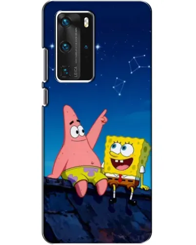Чехол для Huawei P40 Pro с картинкой «Губка Боб и Патрик ночью»