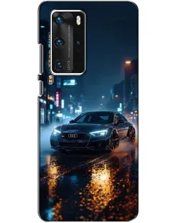Чехол для Huawei P40 Pro с картинкой «Ночной город и Audi»
