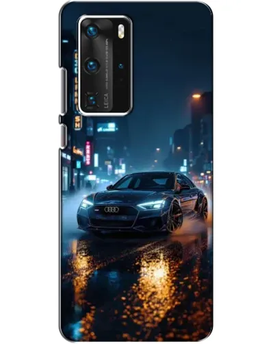 Чехол для Huawei P40 Pro с картинкой «Ночной город и Audi» Чехол для Huawei P40 Pro с картинкой «Ночной город и Audi»