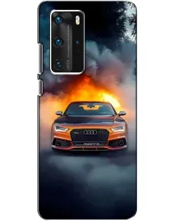Чехол для Huawei P40 Pro с картинкой «Audi в огненном дыму»