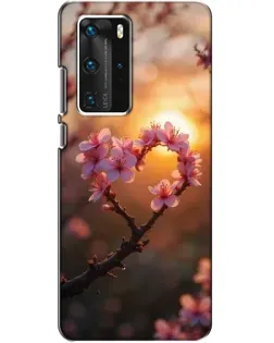 Чехол для Huawei P40 Pro с картинкой «Розовый цвет сердце на фоне заката» Чехол для Huawei P40 Pro с картинкой «Розовый цвет сердце на фоне заката»