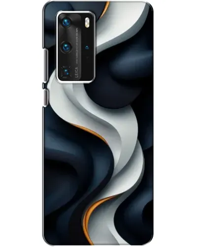 Чехол для Huawei P40 Pro с картинкой «Объемные черно-белые ленты»