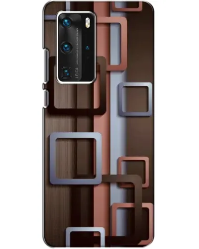Чехол для Huawei P40 Pro с картинкой «Коричневые объемные квадраты»