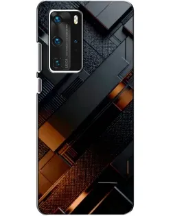 Чехол для Huawei P40 Pro с картинкой «Черные геометрические блоки»