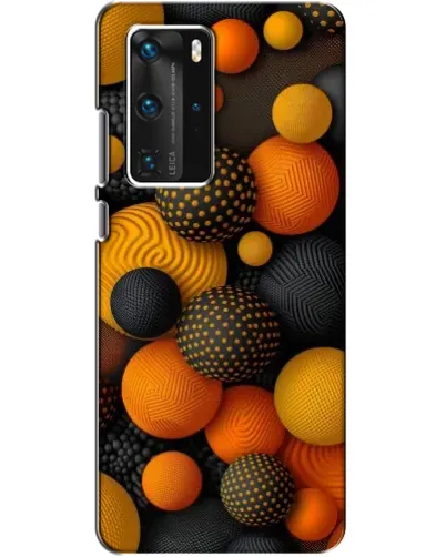 Чехол для Huawei P40 Pro с картинкой «Объемные оранжевые сферы»