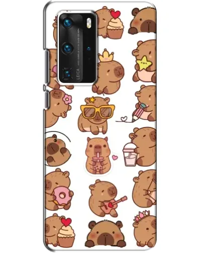 Чехол для Huawei P40 Pro с картинкой «Стикерпак с капибарами» Чехол для Huawei P40 Pro с картинкой «Стикерпак с капибарами»