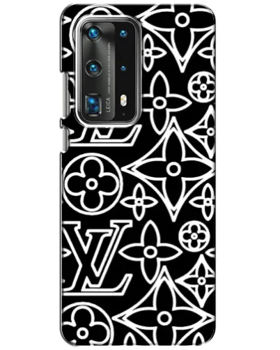 Чехол для Huawei P40 с картинкой «Черно-белый узор LV»