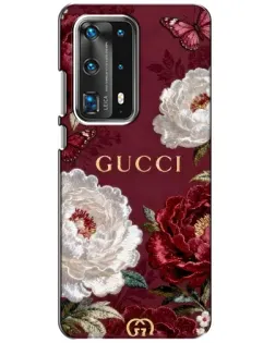 Чохол для Huawei P40 з картинкою «Gucci — бордові троянди»